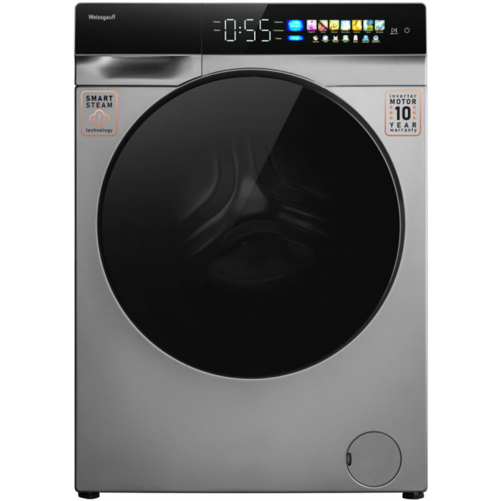 Cтиральная машина WEISSGAUFF WM 998 FULL TOUCH DC INVERTER STEAM SILVER
