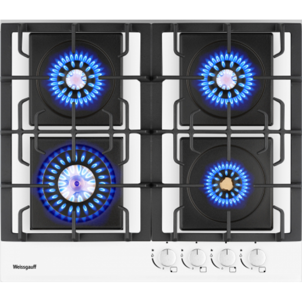 Газовая варочная панель WEISSGAUFF HGG 6445 WH VOLCANO BURNER