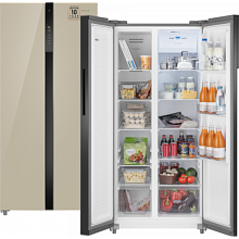 Холодильник WEISSGAUFF WSBS 500 INVERTER NOFROST BEIGE GLASS